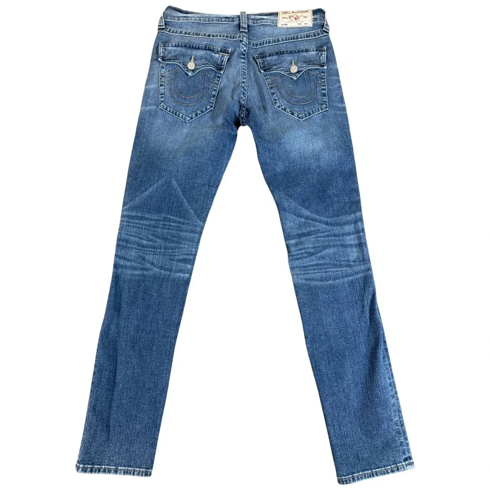 True Religion Rocco Relaxed Skinny Jeans Mens 33 Blue Denim Stretch Medium‎ Wash